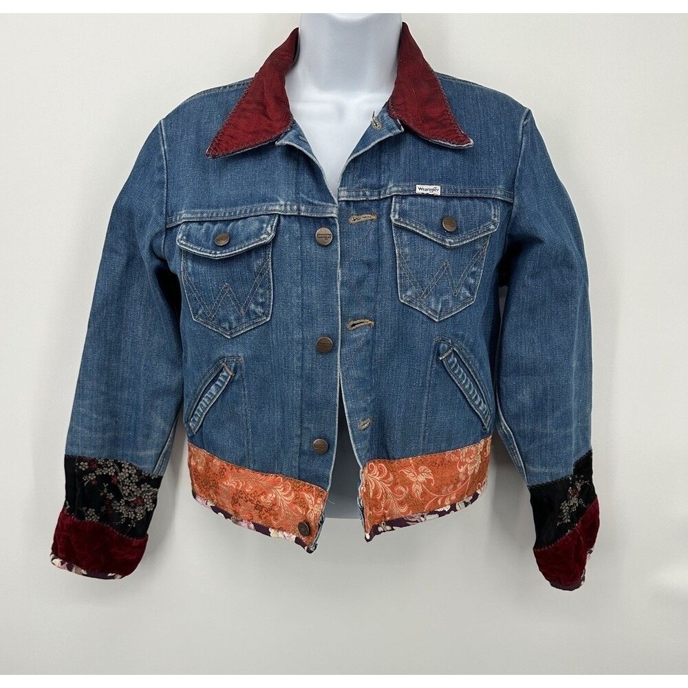 Vintage‎ 1970s Wrangler Corduroy Collar Denim Snap On   Jacket
